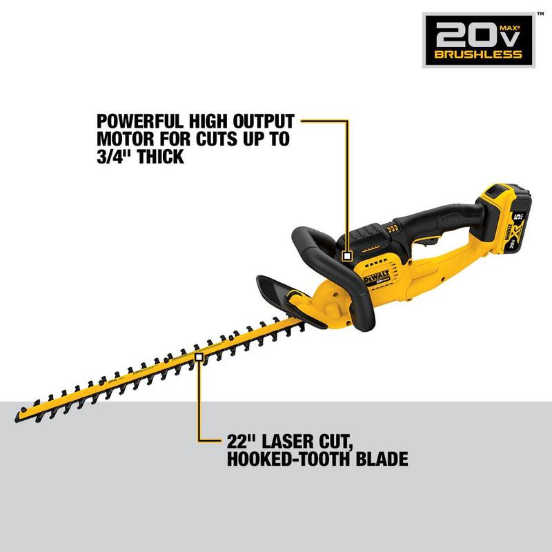 DEWALT 20V MAX 22 in. Cordless Battery Powered Hedge Trimmer Kit with (1) 5 Ah Battery & Charger - DCHT820P1