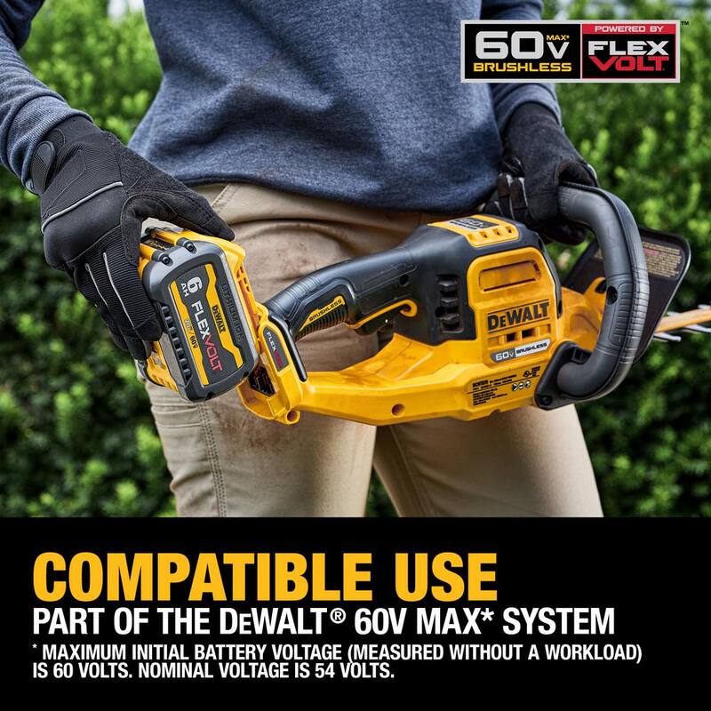 DEWALT FLEXVOLT 60V MAX 26 in. Brushless Cordless Battery Powered Hedge Trimmer Kit with (1) FLEXVOLT 2 Ah Battery & Charger - DCHT870T1