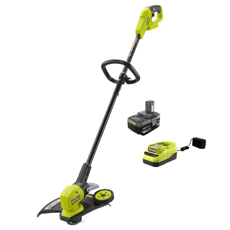 RYOBI ONE+ 18V 13 in. Cordless Battery String Trimmer/Edger with 4.0 Ah Battery and Charger - P20180