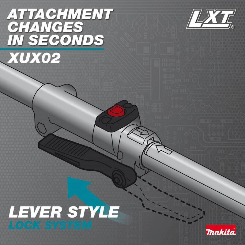 Makita LXT 18V Lithium-Ion Brushless Cordless Couple Shaft Power Head Kit w/String Trimmer & 10 in. Pole Saw Attachments 4.0Ah - XUX02SM1X4