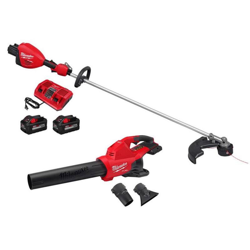 Milwaukee M18 FUEL 18V Brushless Cordless 17 in. Straight Shaft String Trimmer w/Dual Battery Blower, (2) Battery, Charger - 3006-22-2824-20