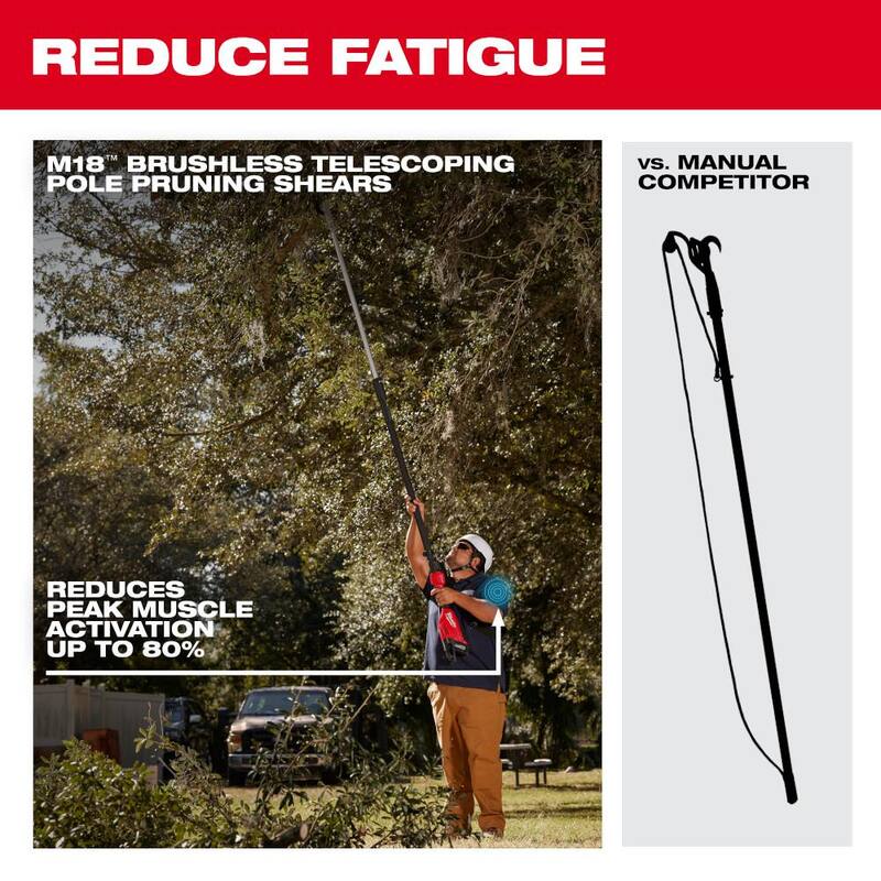 Milwaukee M18 Brushless 18-Volt Cordless Battery Powered Telescoping Pole Pruning Shears w/M18 FORGE XC 8.0 Ah Battery - 3008-20-48-11-1881