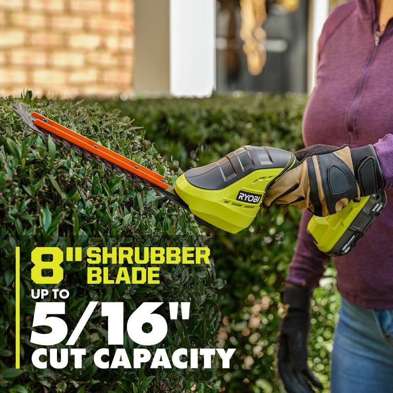 RYOBI ONE+ 18V Cordless Grass Shear and Shrubber Trimmer with 2.0 Ah Battery and Charger - P2980