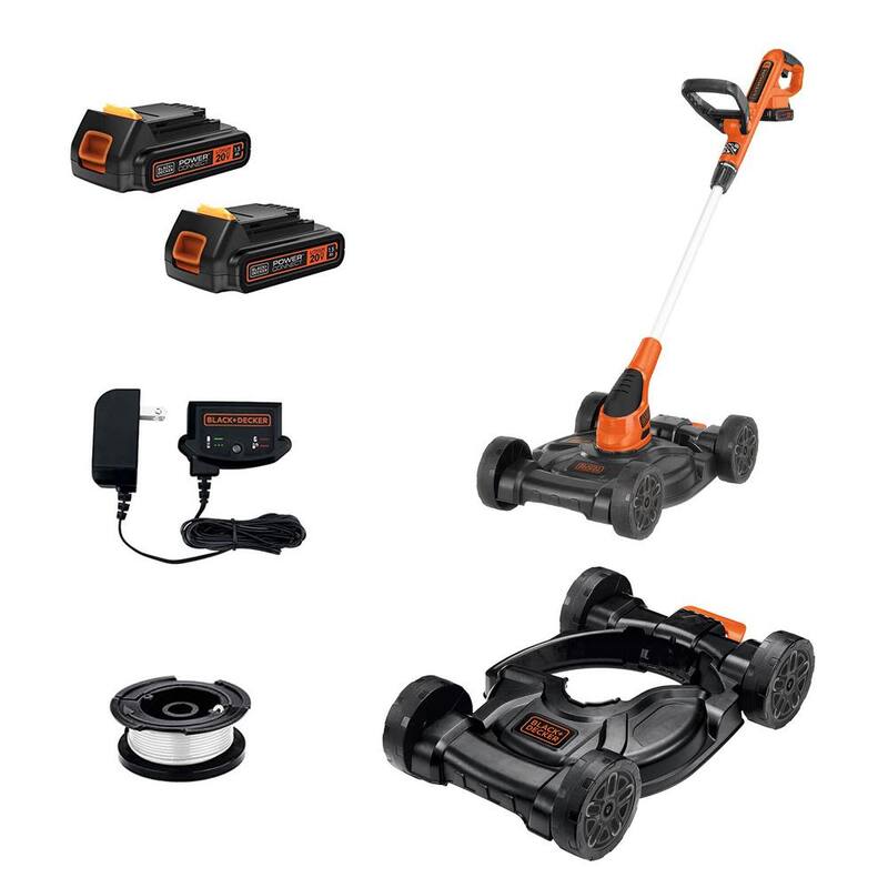 BLACK+DECKER 20V MAX Cordless Battery Powered 3-in-1 String Trimmer, Lawn Edger & Lawn Mower Kit with (2) 2Ah Batteries & Charger - MTC220