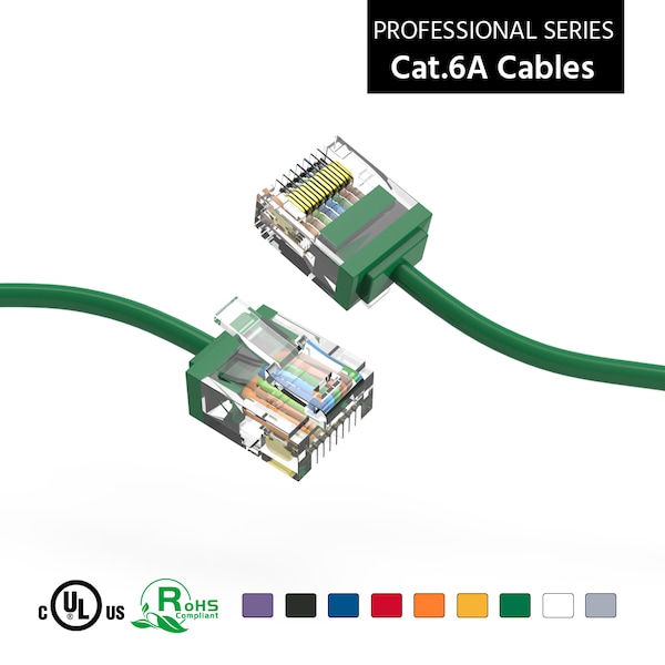 Cable de red Ethernet CAT6A UTP super delgado de Bestlink Netware 32AWG- 6 pies- Verde - 100296GN