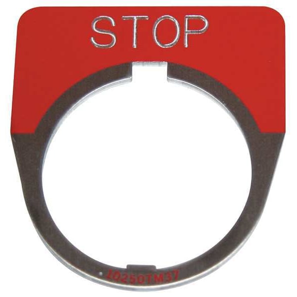 Placa de leyenda Eaton Cutler-Hammer, media redonda, parada, rojo - 10250TM34