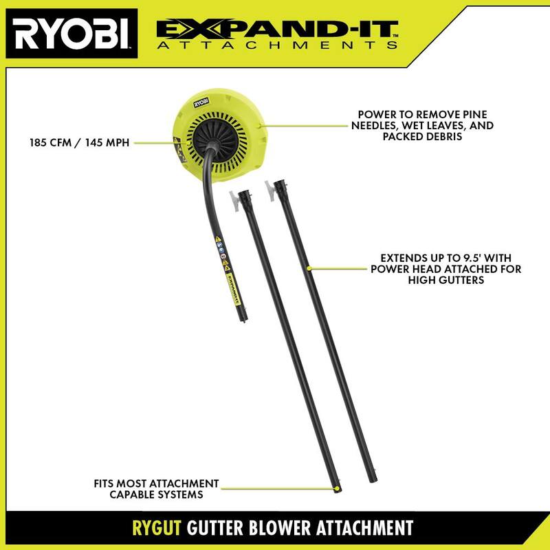 RYOBI 40V Expand-It Cordless Battery Attachment Capable Powerhead Kit & Gutter Blower with 4.0 Ah Battery and Charger - RY40PH01K-RYGUT
