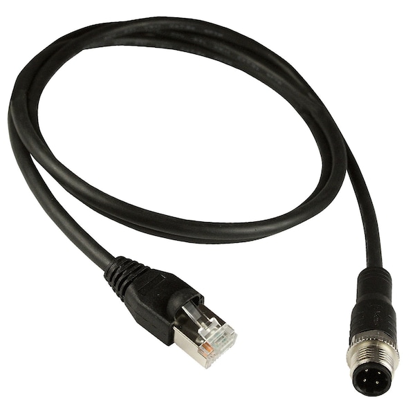 Asi M12 to RJ45 Ethernet Cable, M12 RJ45 Patch Cord, 4 Position, D-Coded Male, 1 Meter - ASI-M12-RJ45-11101
