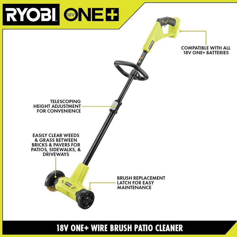 RYOBI ONE+ 18V Patio Cleaner with Wire Brush Edger (Tool Only) - P2905BTL