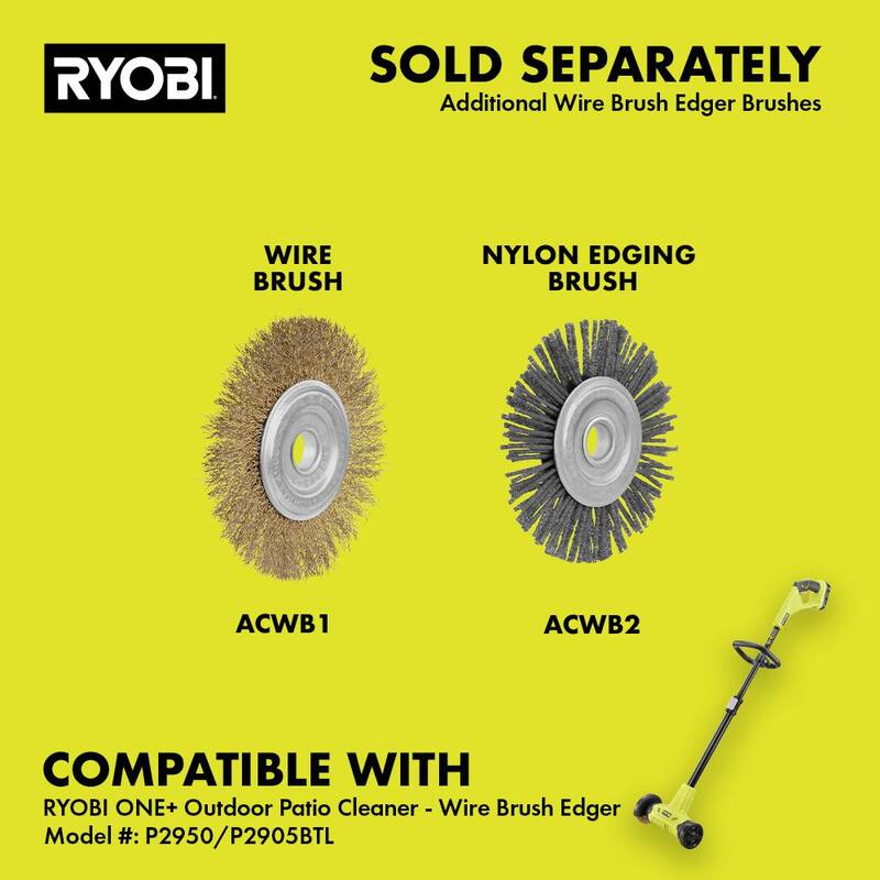 RYOBI ONE+ 18V Patio Cleaner with Wire Brush Edger (Tool Only) - P2905BTL