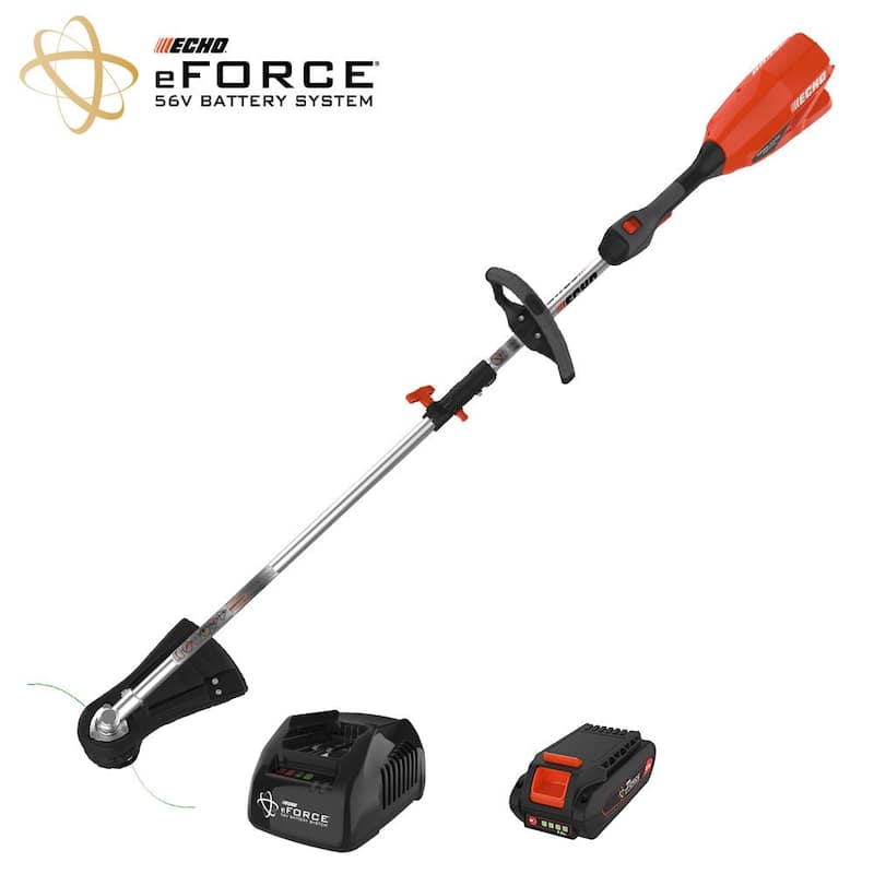 ECHO eFORCE 56V Brushless Cordless Battery 16 in. Attachment Capable String Trimmer and 2.5Ah Battery and Charger - DPAS-2100SBC1