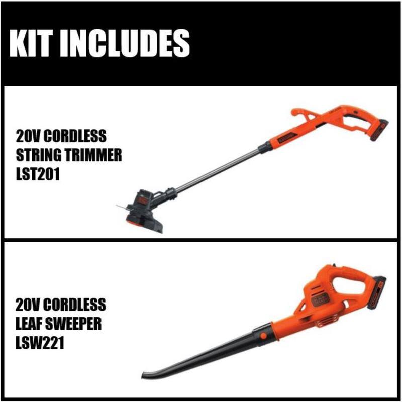 BLACK+DECKER 20V MAX Cordless Battery Powered String Trimmer & Leaf Blower Combo Kit with (2) 1.5 Ah Battery and Charger - LCC222