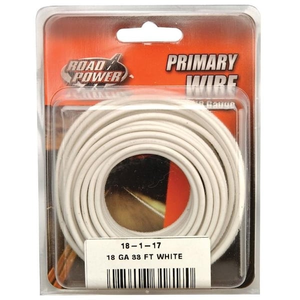 Cci Road Power Electrical Wire, 18 AWG Wire, 2560 VACVDC, Copper Conductor, White Sheath - 55667233/18-1-17