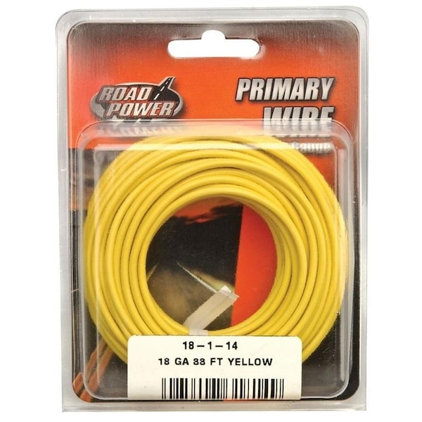 Cci Road Power Electrical Wire, 18 AWG Wire, 2560 VACVDC, Copper Conductor, Yellow Sheath - 55843833/18-1-14
