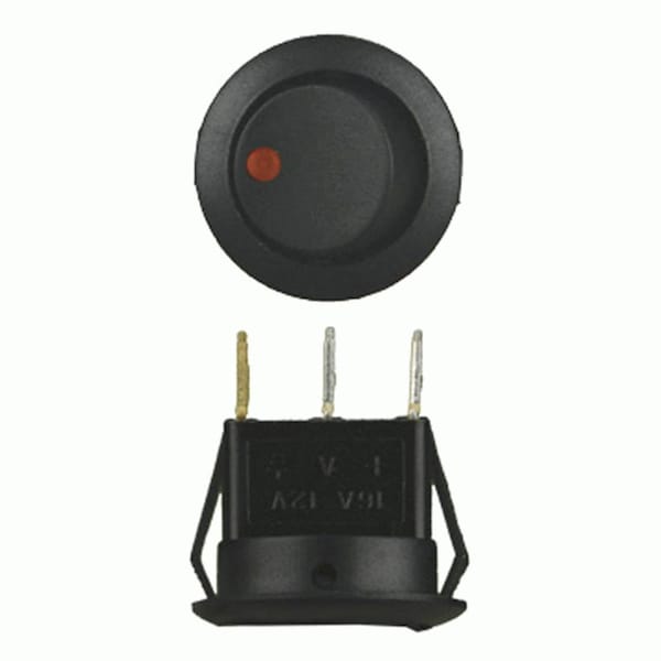 Interruptor basculante redondo Metra Electronics con LED rojo sin cables 20AMP, paquete de 5 - IBRRSR