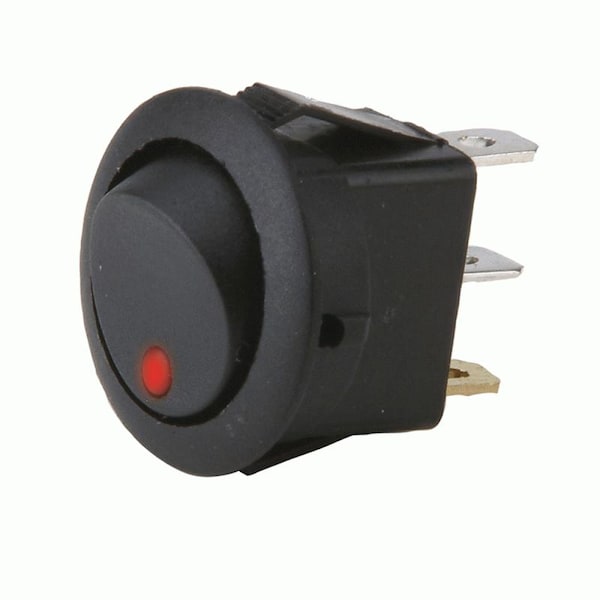 Interruptor basculante redondo Metra Electronics con LED rojo sin cables 20AMP, paquete de 5 - IBRRSR