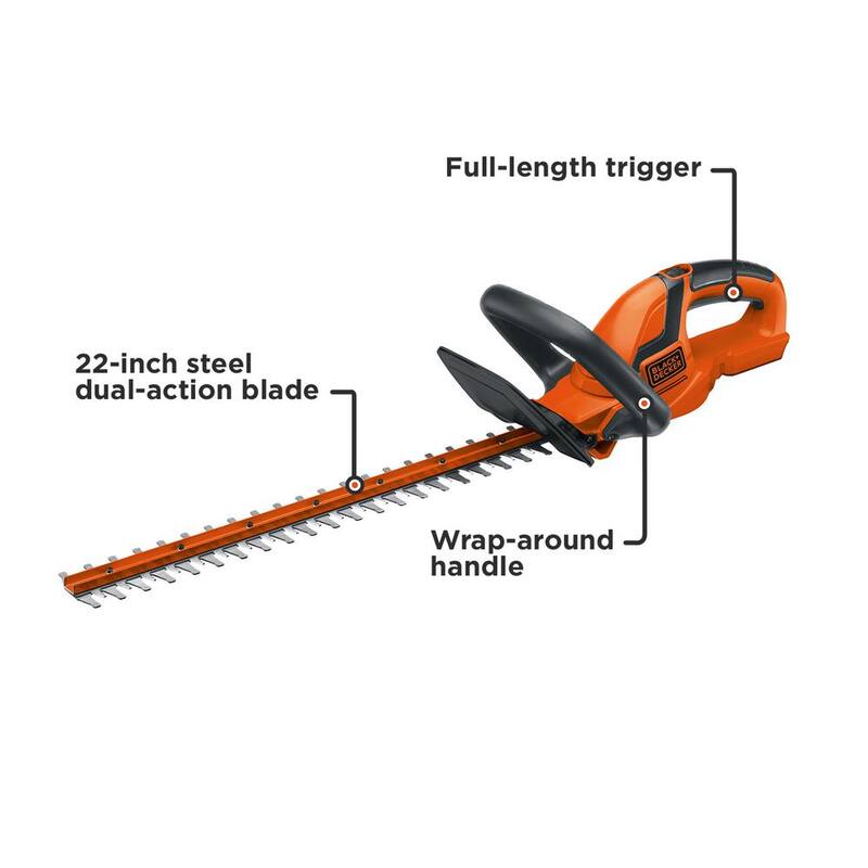 BLACK+DECKER 20V MAX 22in. Cordless Battery Powered Hedge Trimmer (Tool Only) - LHT2220B
