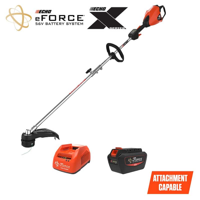 ECHO eFORCE 56V X Series Brushless Cordless Battery Pro Attachment Series String Trimmer with 5.0Ah Battery and Rapid Charger - DPAS-2600SBR2