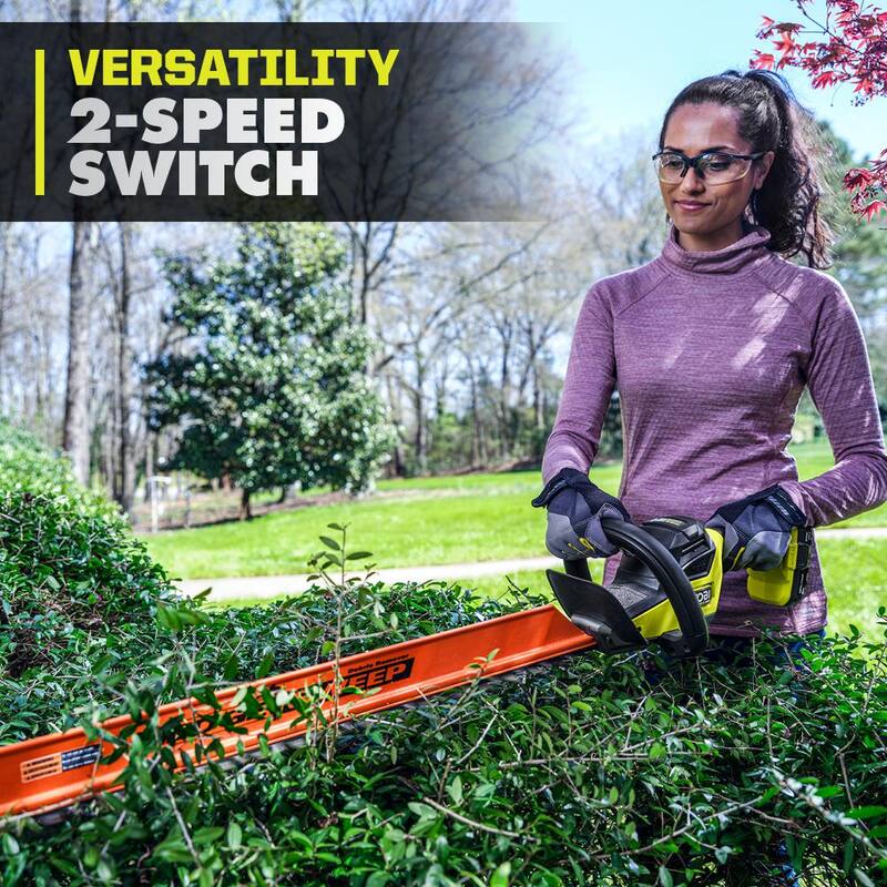 RYOBI ONE+ HP 18V Brushless Whisper Series 24 in. Cordless Hedge Trimmer with 2.0 Ah Battery and Charger - P26110