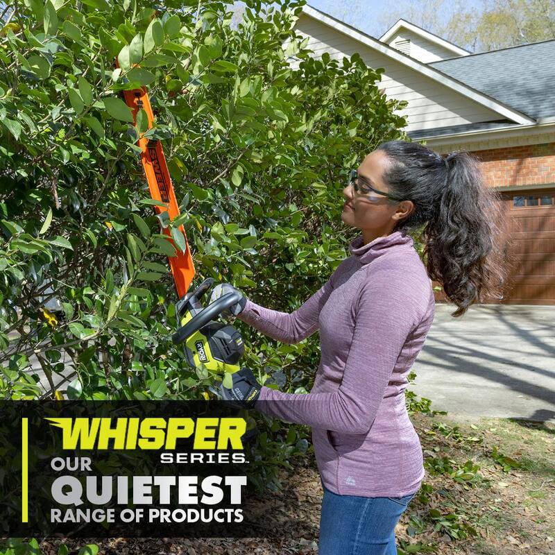 RYOBI ONE+ HP 18V Brushless Whisper Series 24 in. Cordless Hedge Trimmer with 2.0 Ah Battery and Charger - P26110