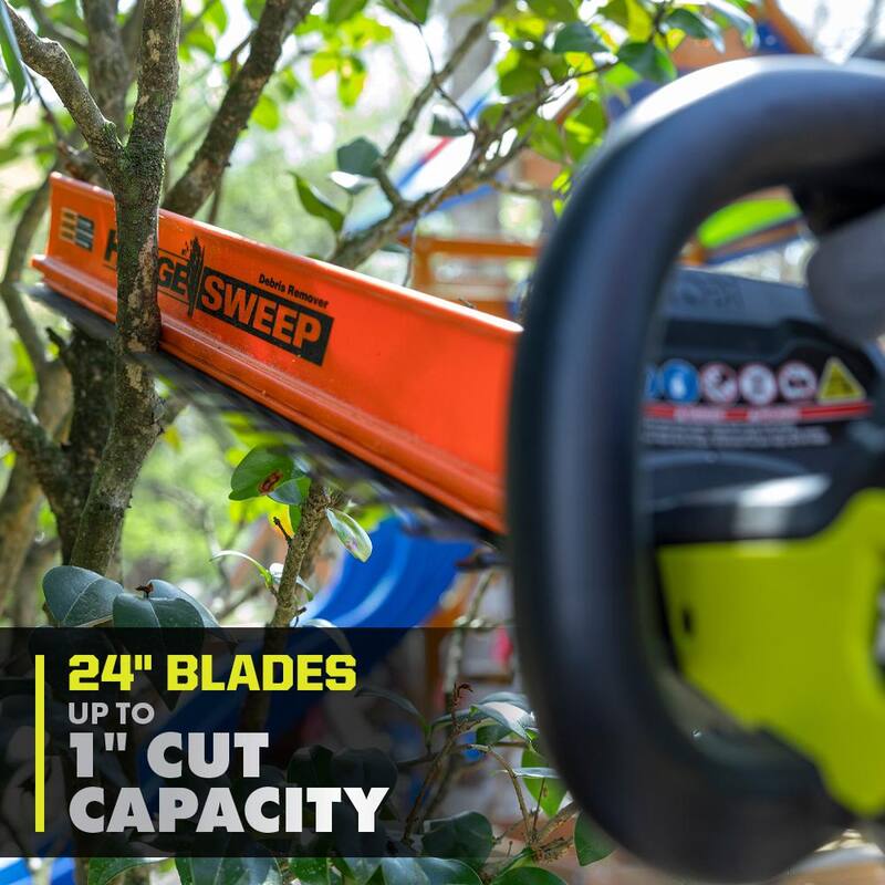 RYOBI ONE+ HP 18V Brushless Whisper Series 24 in. Cordless Hedge Trimmer with 2.0 Ah Battery and Charger - P26110