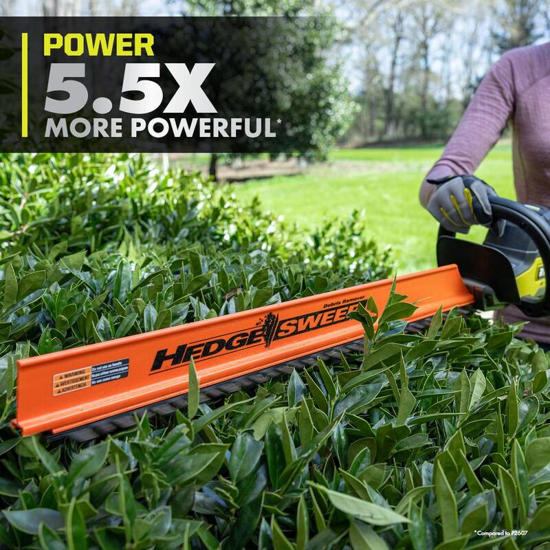 RYOBI ONE+ HP 18V Brushless Whisper Series 24 in. Cordless Hedge Trimmer with 2.0 Ah Battery and Charger - P26110