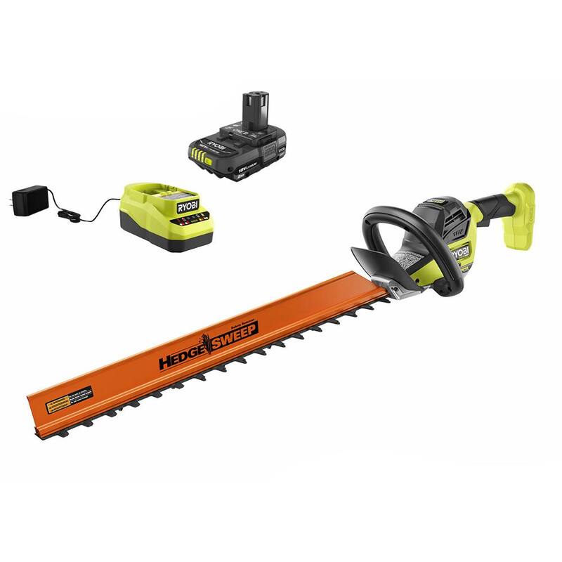 RYOBI ONE+ HP 18V Brushless Whisper Series 24 in. Cordless Hedge Trimmer with 2.0 Ah Battery and Charger - P26110