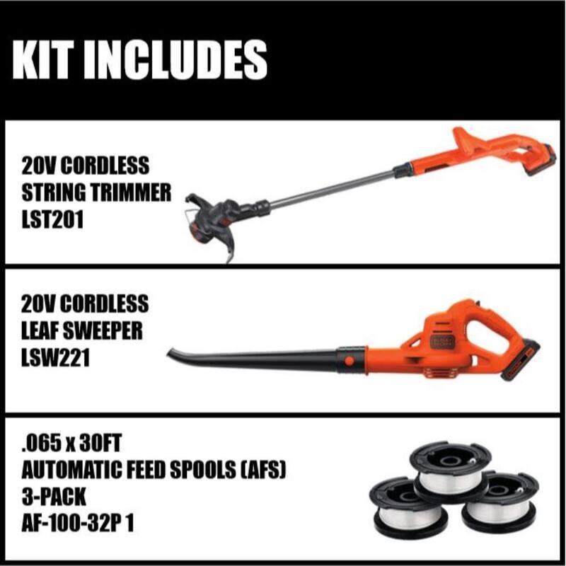 BLACK+DECKER 20V MAX Cordless Battery Powered String Trimmer and Leaf Blower Combo Kit with 3 Spools & (2) 1.5 Ah Batteries & Charger - LCC2223ZP