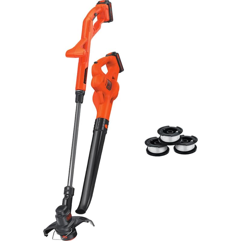 BLACK+DECKER 20V MAX Cordless Battery Powered String Trimmer and Leaf Blower Combo Kit with 3 Spools & (2) 1.5 Ah Batteries & Charger - LCC2223ZP