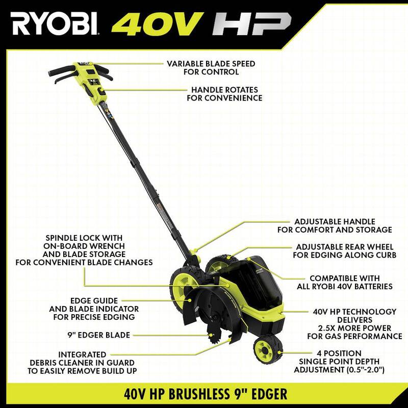 RYOBI 40V HP Brushless 9 in. Cordless Edger (Tool Only) - RY40706BTL