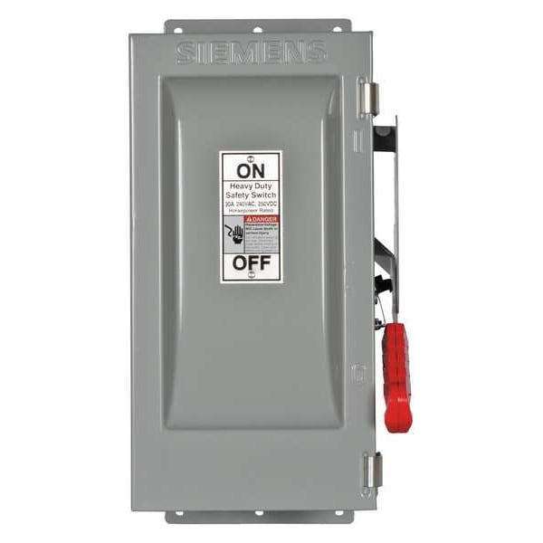 Interruptor de seguridad fusible Siemens, servicio pesado, 240V CA, 3PST, 30 A, NEMA 12 - HF321J