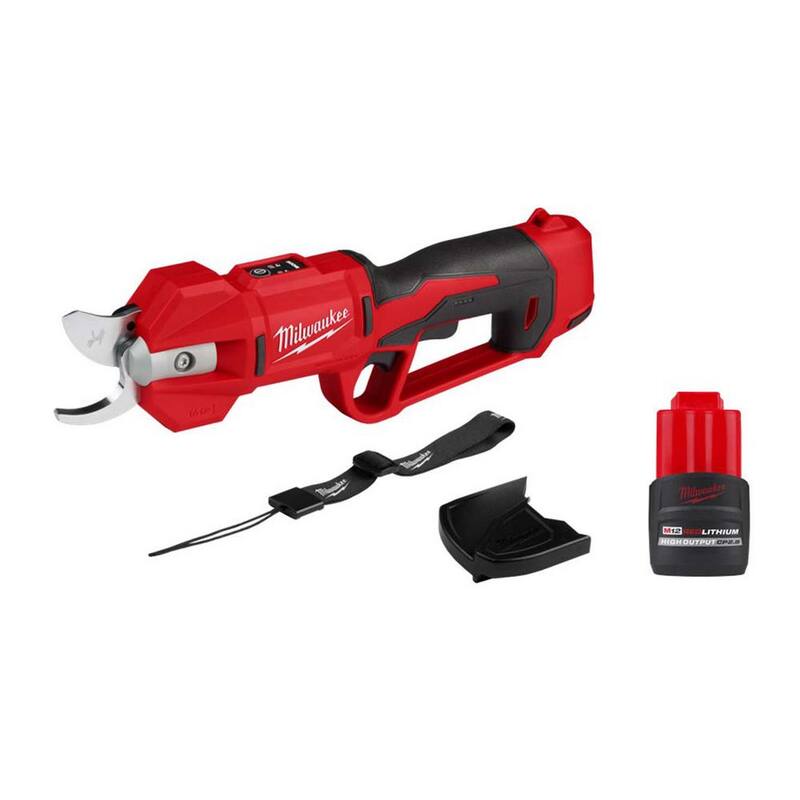Milwaukee M12 12V Cordless Lithium-Ion Brushless Pruner Shears with 2.5 Ah High Output Battery - 2534-20-48-11-2425