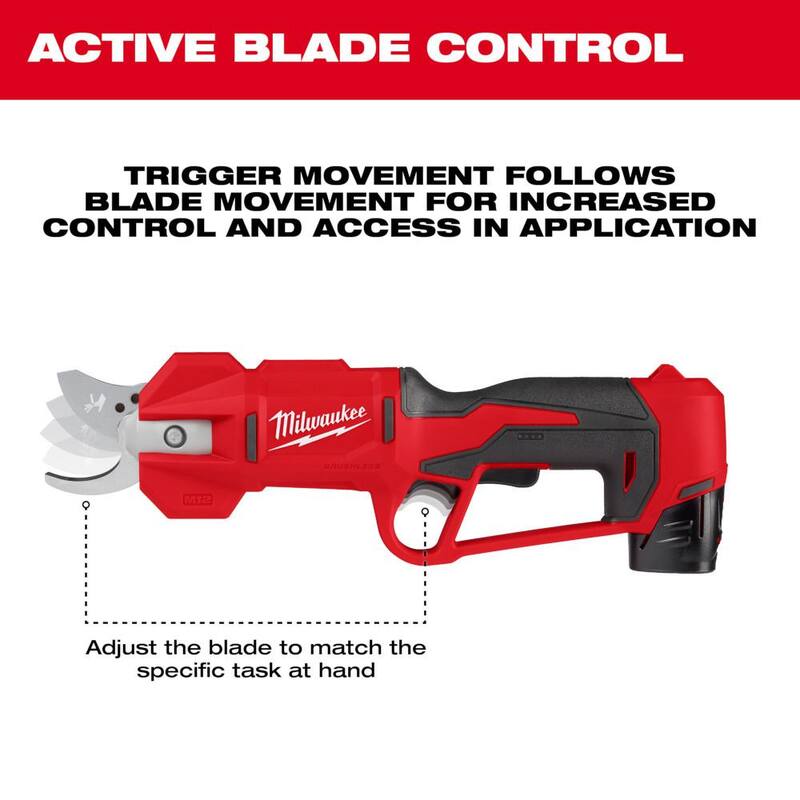 Milwaukee M12 12V Cordless Lithium-Ion Brushless Pruner Shears with 2.5 Ah High Output Battery - 2534-20-48-11-2425