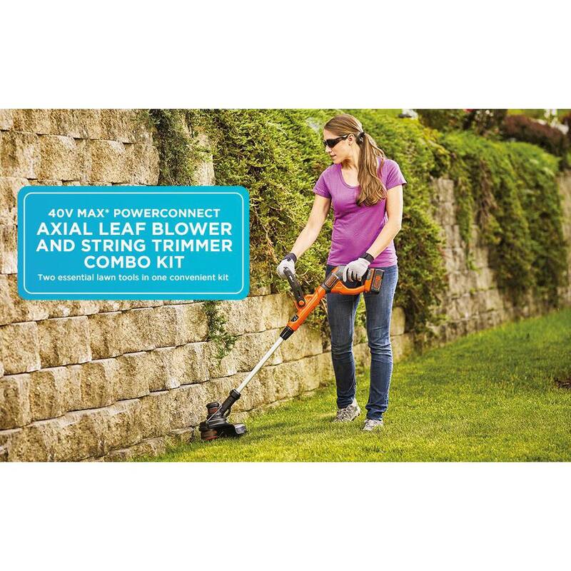 BLACK+DECKER 40V MAX Brushless Cordless Battery Powered String Trimmer (1) 2Ah Battery & Charger & Leaf Blower (Tool Only) - LCC140