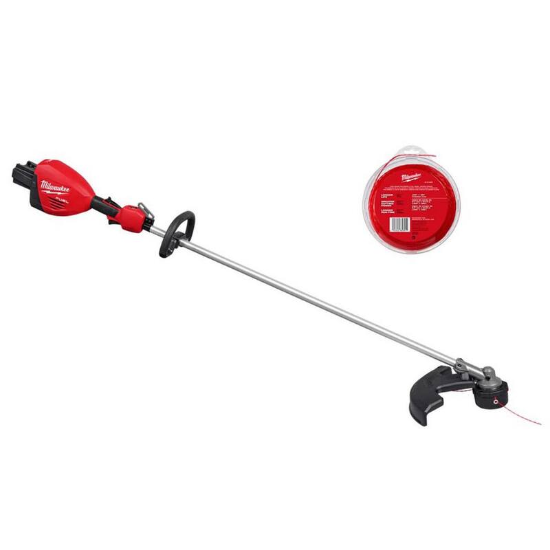 Milwaukee M18 FUEL 18V Brushless Cordless 17 in. Dual Battery Straight Shaft String Trimmer & 0.105 in. x 180 ft. Trimmer Line - 3006-20-49-16-2800