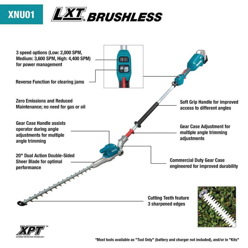 Makita LXT 18V Lithium-Ion Brushless 20 in. Articulating Pole Hedge Trimmer (Tool-Only) - XNU01Z