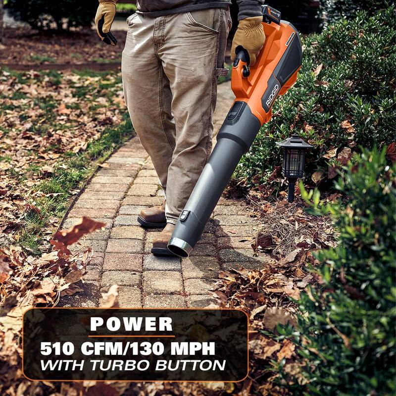RIDGID 18V Brushless 14 in. Cordless String Trimmer and 130 MPH 510 CFM Cordless Battery Leaf Blower (Tool Only) - R01201B-BLW