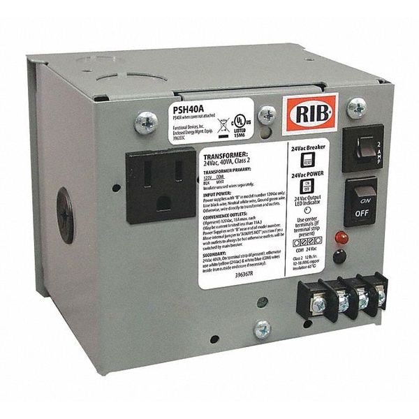 Functional Devices-Rib Enclosed Power Supply, 120V AC, 24V AC, 40VA - PSH40A