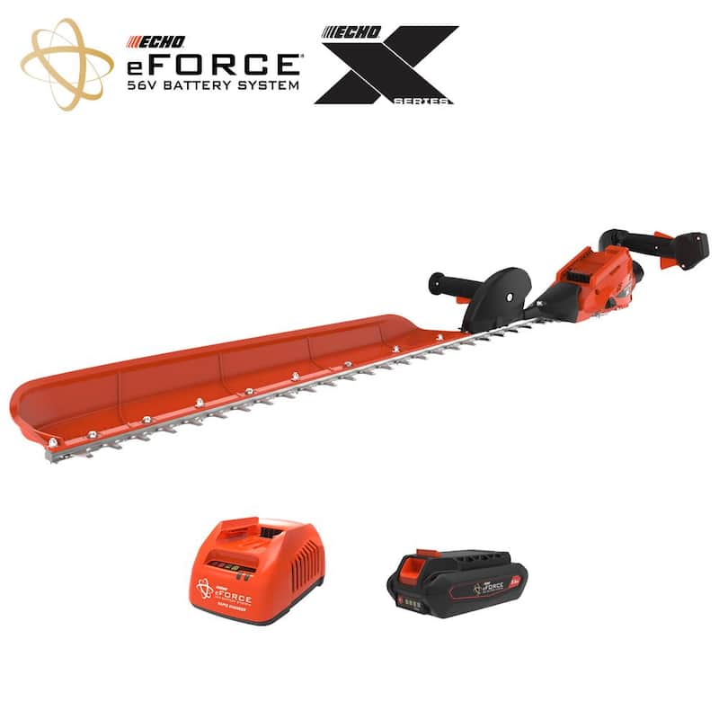 ECHO eFORCE 34 in. 56V X Series Single-Sided Cordless Battery Powered Hedge Trimmer with 2.5Ah Battery and Rapid Charger - DHCS-3400R1