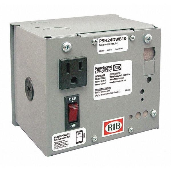 Functional Devices-Rib Enclosed Power Supply, 120V AC, 24V DC, 2.5A - PSH24DWB10
