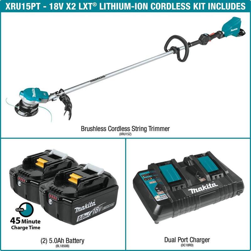 Makita LXT 18V X2 (36V) Lithium-Ion Brushless Cordless String Trimmer Kit (5.0 Ah) - XRU15PT