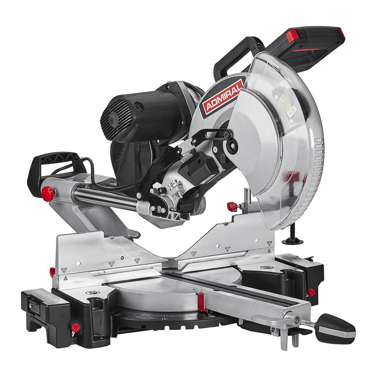 Sierra ingletadora compuesta de doble bisel deslizante Admiral de 12 pulgadas con LED y guía láser - 57839.