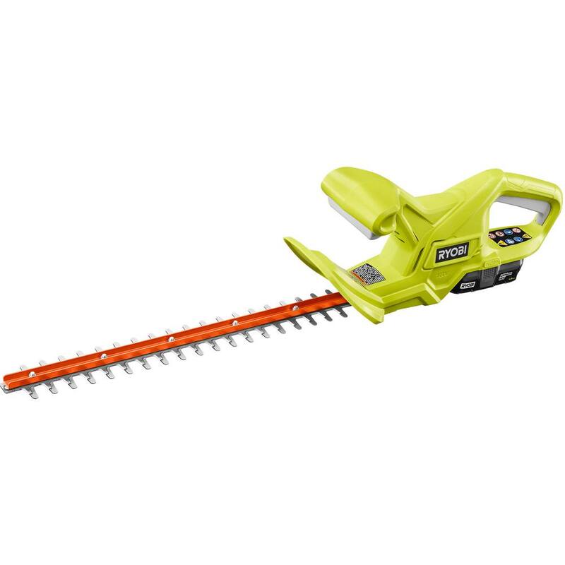 RYOBI ONE+ 18V 18 in. Cordless Battery Hedge Trimmer with 1.5 Ah Battery and Charger - P2670