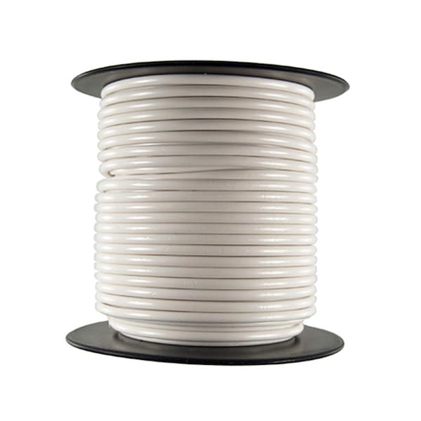 The Best Connection Primary Wire - Rated 80Â°C 10 AWG, White 100 Ft. - 109C