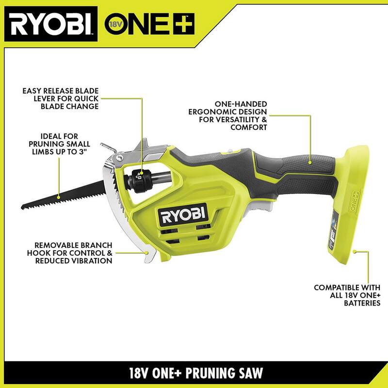 RYOBI ONE+ 18V Electric Cordless Pruning Reciprocating Saw (Tool Only) - P2503BTL