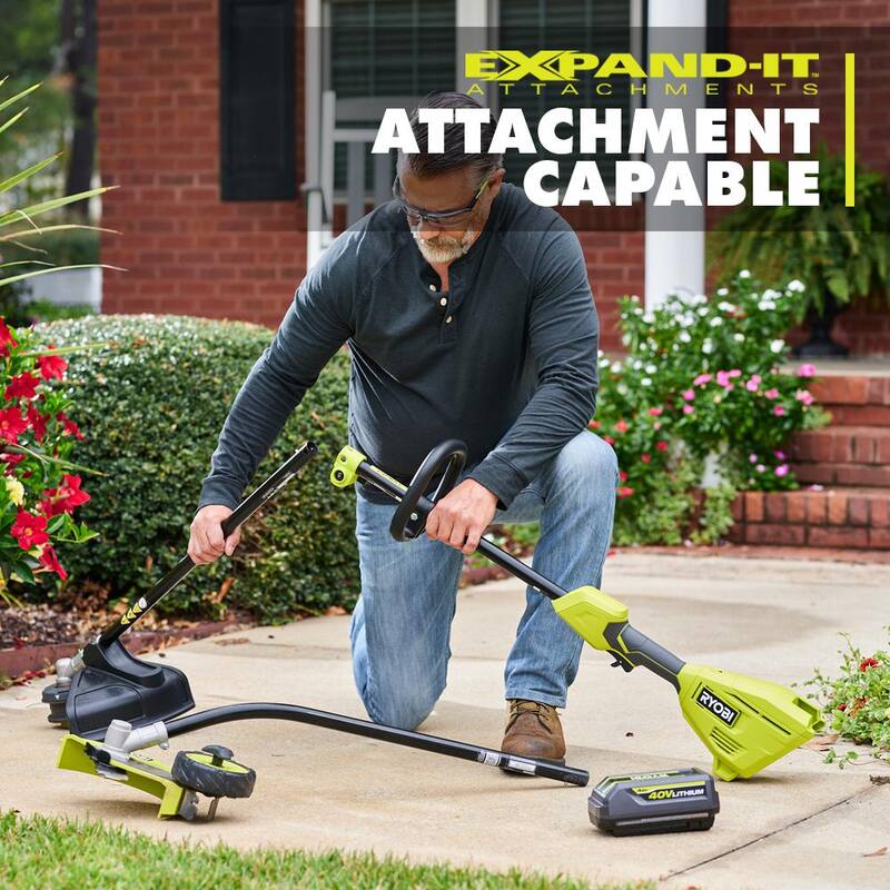 RYOBI 40V Expand-It Cordless Battery Attachment Capable Powerhead and Edger Attachment with 4.0 Ah Battery and Charger - RY40PH01K-RYEDG