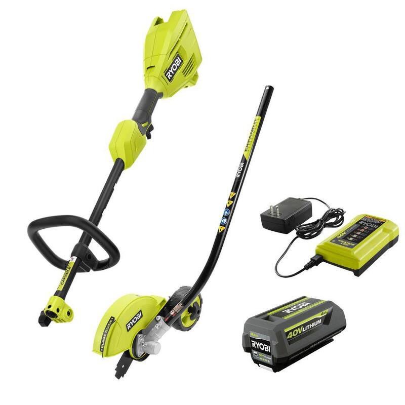RYOBI 40V Expand-It Cordless Battery Attachment Capable Powerhead and Edger Attachment with 4.0 Ah Battery and Charger - RY40PH01K-RYEDG