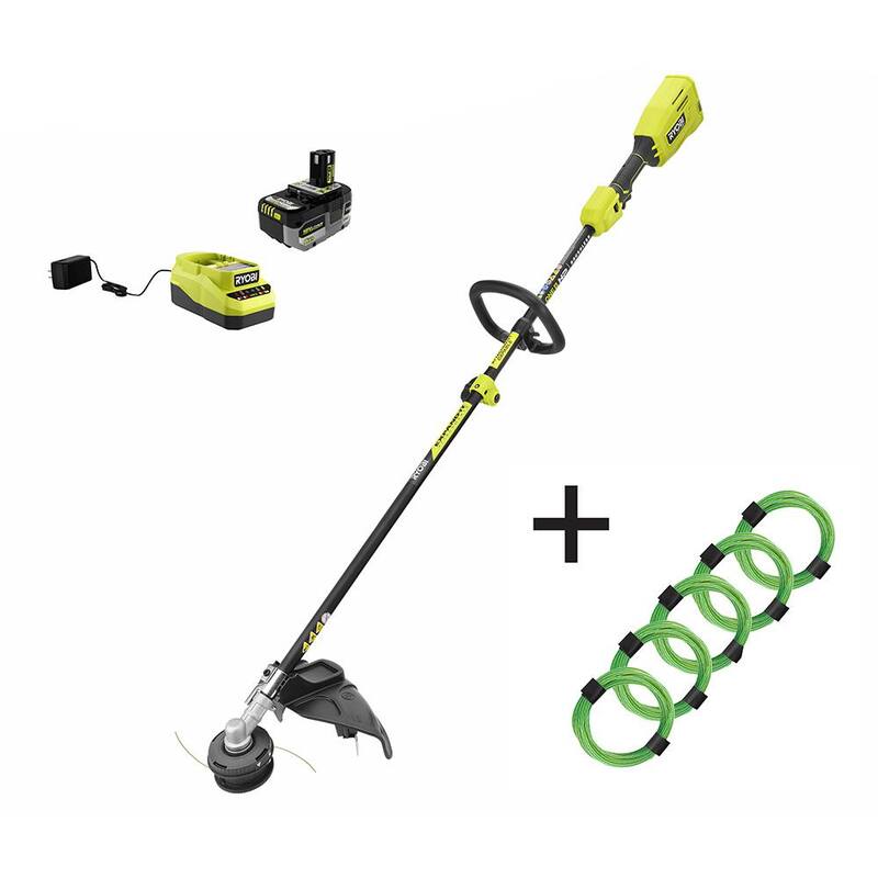 RYOBI ONE+ HP 18V Brushless Attachment Capable String Trimmer w/ Extra 5-Pack Pre-Cut Spiral Line, 6.0Ah Battery & Charger - P20220-AC