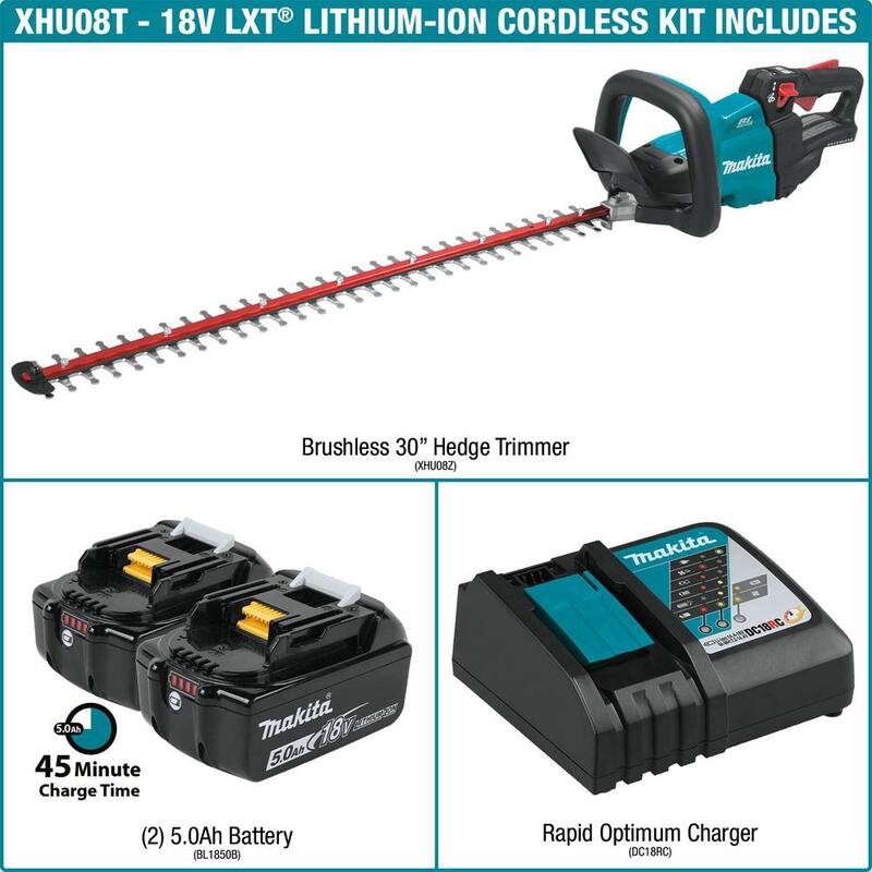 Makita LXT 18V Lithium-Ion Brushless Cordless 30 in. Hedge Trimmer Kit (5.0Ah) - XHU08T