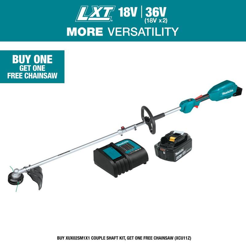 Makita LXT 18V Lithium-Ion Brushless Cordless Couple Shaft Power Head Kit w/13 in. String Trimmer Attachment (4.0Ah) - XUX02SM1X1